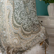 Elegant curtain with intricate paisley and floral patterns in green, beige, and white tones, creating a vintage, bohemian-inspired home d¨¦cor look.