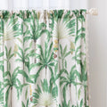 Tropical palm leaf curtain with soft green botanical prints and delicate tassel trim, perfect for adding a fresh, airy, and nature-inspired vibe to your living room, bedroom, or beach house décor.