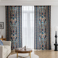 Luxurious bohemian-style curtain featuring a bold black base with intricate beige, red, and teal floral and geometric patterns, finished with elegant tassel trim — perfect for adding vibrant charm and cultural flair to your home décor.
