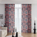 Vibrant bohemian-style curtain with intricate mandala patterns in striking red, black, and white tones, accented with swirling floral details and finished with elegant white tassel trim — perfect for adding bold artistic flair and cultural charm to any living space.