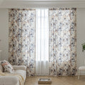 Chic beige curtain with soft watercolor-style floral prints in earthy tones of brown, taupe, and grey, accented with delicate tassel trim — ideal for adding a warm, elegant, and nature-inspired touch to any living space.