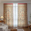 Elegant curtain with intricate multicolor floral and geometric patterns, framed by a decorative border and colorful tassels — perfect for adding a vibrant, artistic touch to any living space.