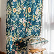 Dark teal floral curtain with vibrant botanical prints, adding a fresh, elegant, and nature-inspired touch to any room d¨¦cor.