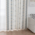 Boho Geometric Patterned Curtains – Elevate your home décor with these elegant cream curtains featuring intricate tribal-inspired geometric designs in earthy gray, beige, and gold tones. Crafted from soft, breathable fabric, they allow gentle natural light to filter through while providing a cozy, inviting atmosphere. The stylish tassel trim adds a charming bohemian touch, making them perfect for living rooms, bedrooms, or creative spaces seeking a modern yet warm aesthetic.
