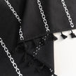 Elegant Black Tassel Curtains ¨C Add a touch of sophistication to your home with these stylish black curtains featuring delicate vertical white embroidery and playful tassel trim. Crafted from lightweight, breathable fabric, they provide a perfect balance of privacy and natural light, making them ideal for living rooms, bedrooms, or reading nooks. The timeless black-and-white design complements modern, bohemian, and contemporary interiors, while the tassel detailing adds a chic, artisanal flair. Durable and