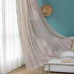 Khaki and white embroidered boho curtain full panel view