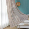 Khaki and white embroidered boho curtain full panel view