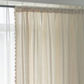 Beige Sheer Tassel Curtains – Elevate your space with these soft beige curtains featuring subtle pastel stripe accents for a touch of modern elegance. Crafted from lightweight, semi-sheer fabric, they gently diffuse sunlight while providing a cozy layer of privacy. The delicate tassel edging adds a charming boho-inspired finish, making them perfect for living rooms, bedrooms, or reading nooks. Ideal for creating a warm, inviting atmosphere in any home décor style.
