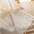 Beige Sheer Tassel Curtains – Elevate your space with these soft beige curtains featuring subtle pastel stripe accents for a touch of modern elegance. Crafted from lightweight, semi-sheer fabric, they gently diffuse sunlight while providing a cozy layer of privacy. The delicate tassel edging adds a charming boho-inspired finish, making them perfect for living rooms, bedrooms, or reading nooks. Ideal for creating a warm, inviting atmosphere in any home décor style.
