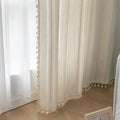 Beige Sheer Tassel Curtains – Elevate your space with these soft beige curtains featuring subtle pastel stripe accents for a touch of modern elegance. Crafted from lightweight, semi-sheer fabric, they gently diffuse sunlight while providing a cozy layer of privacy. The delicate tassel edging adds a charming boho-inspired finish, making them perfect for living rooms, bedrooms, or reading nooks. Ideal for creating a warm, inviting atmosphere in any home décor style.

