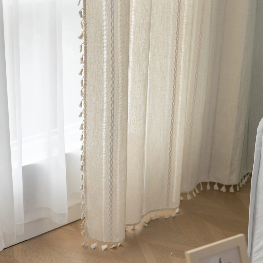Ivory embroidery curtain embroidery detail