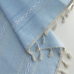Boho blue embroidery curtain styled in a bedroom