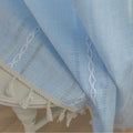 Light Blue Sheer Tassel Curtains – Bring a refreshing, airy charm to your home with these elegant light blue curtains, designed with delicate vertical weave patterns for subtle texture and style. The lightweight, semi-sheer fabric allows natural light to filter through while providing a soft layer of privacy. Finished with playful tassel edges, these curtains add a touch of coastal, bohemian, or contemporary elegance to any living room, bedroom, or dining area. Perfect for creating a serene and inviting atm
