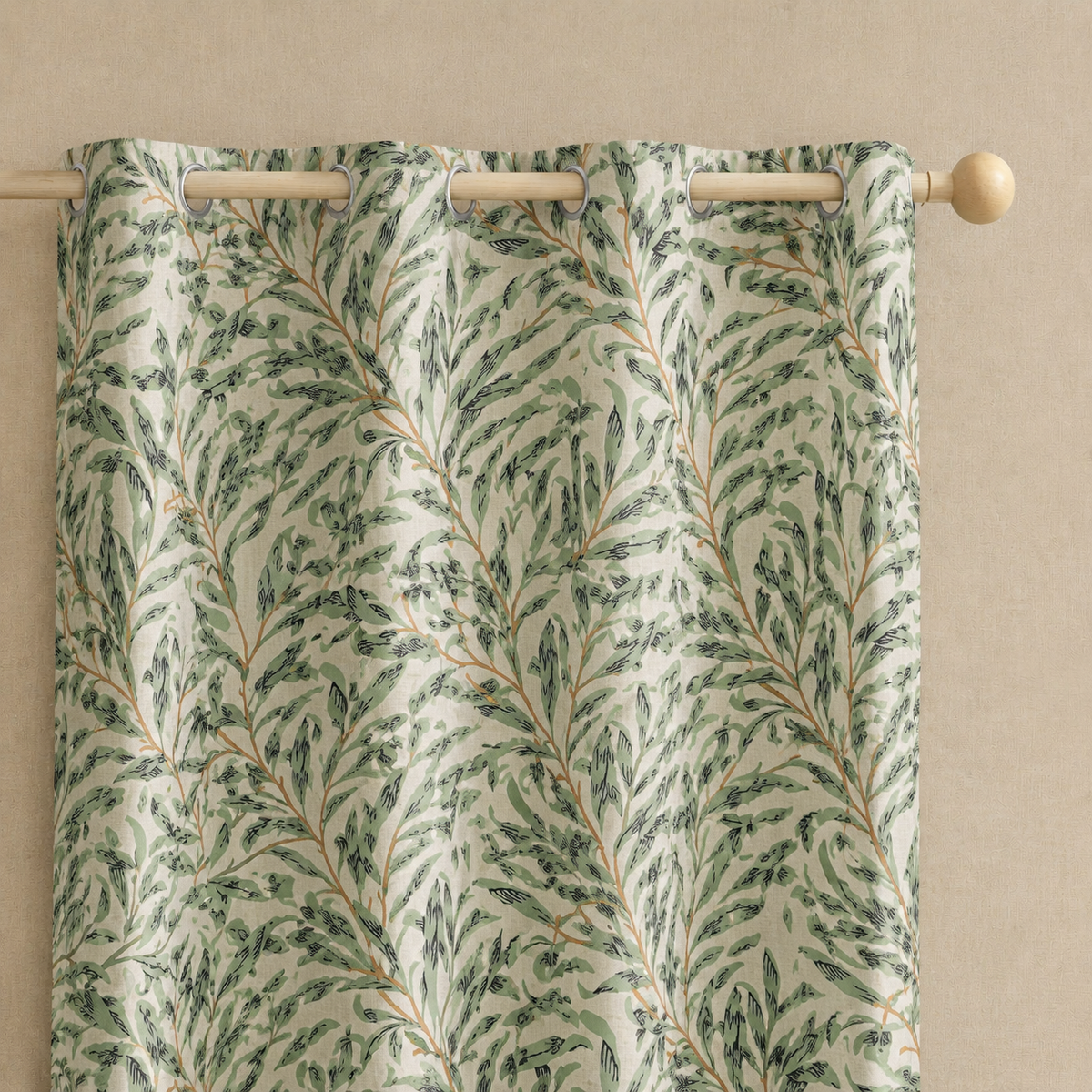 Linen Texture Curtains Darkening Rod Pocket 2 Panels