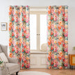Watercolor Orange Pink Rose Velvet Curtains Grommet Top 2 Panel