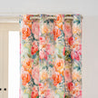 Watercolor Orange Pink Rose Velvet Curtains Grommet Top 2 Panel