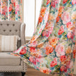 Watercolor Orange Pink Rose Velvet Curtains Grommet Top 2 Panel