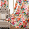Watercolor Orange Pink Rose Velvet Curtains Grommet Top 2 Panel