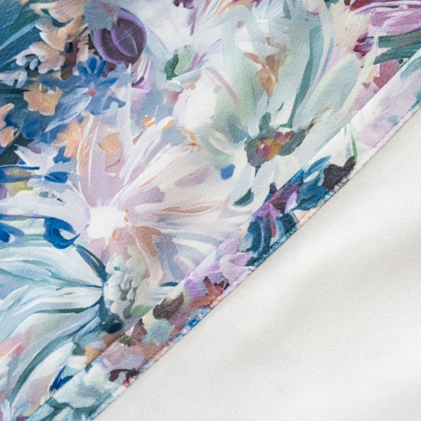 Purple Dahlia Floral Velvet Curtains Grommet Top 2 Panel