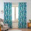 Blue Pink Tulip Floral Velvet Curtains Grommet Top 2 Panel