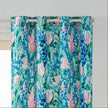Blue Pink Tulip Floral Velvet Curtains Grommet Top 2 Panel