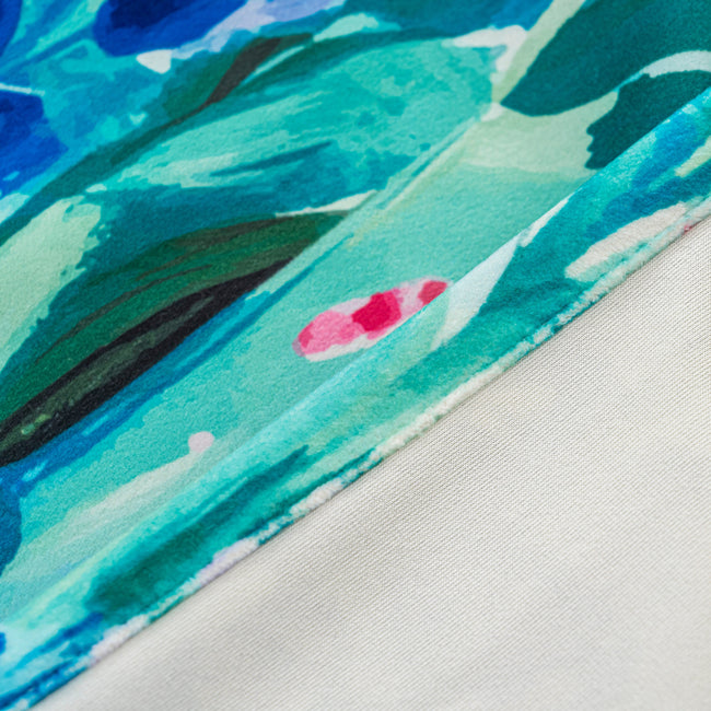 Blue Pink Tulip Floral Velvet Curtains Grommet Top 2 Panel