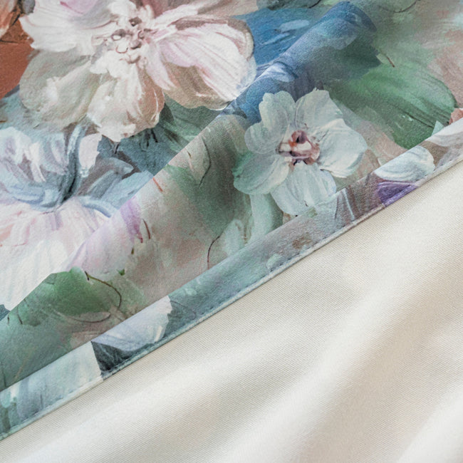 Mixed Color Vintage Watercolor Floral Velvet Curtains Grommet Top 2 Panel