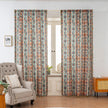 Teal Orange Geometric Curtains Farmhouse Tassel Design 2Panel