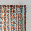 Teal Orange Geometric Curtains Farmhouse Tassel Design 2Panel
