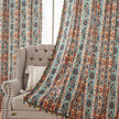 Teal Orange Geometric Curtains Farmhouse Tassel Design 2Panel