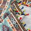Teal Orange Geometric Curtains Farmhouse Tassel Design 2Panel