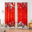 Red Christmas Santa Print Tassel Curtains Grommet Top 2 Panel