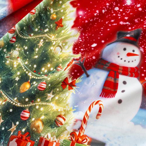 Red Christmas Santa Print Tassel Curtains Grommet Top 2 Panel