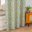 Fresh Green Willow Leaf Linen Texture Curtains Grommet Top 2 Panel