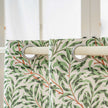 Fresh Green Willow Leaf Linen Texture Curtains Grommet Top 2 Panel