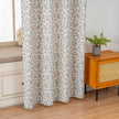 Grey Olive Leaf Berry Linen Texture Curtains Grommet Top 2 Panel