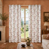 Vintage Pink Rose Floral Linen Texture Curtains Grommet Top 2 Panel