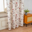 Vintage Pink Rose Floral Linen Texture Curtains Grommet Top 2 Panel