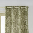 Dark Green Tropical Leaf Linen Texture Curtains Grommet Top 2 Panel
