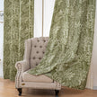 Dark Green Tropical Leaf Linen Texture Curtains Grommet Top 2 Panel