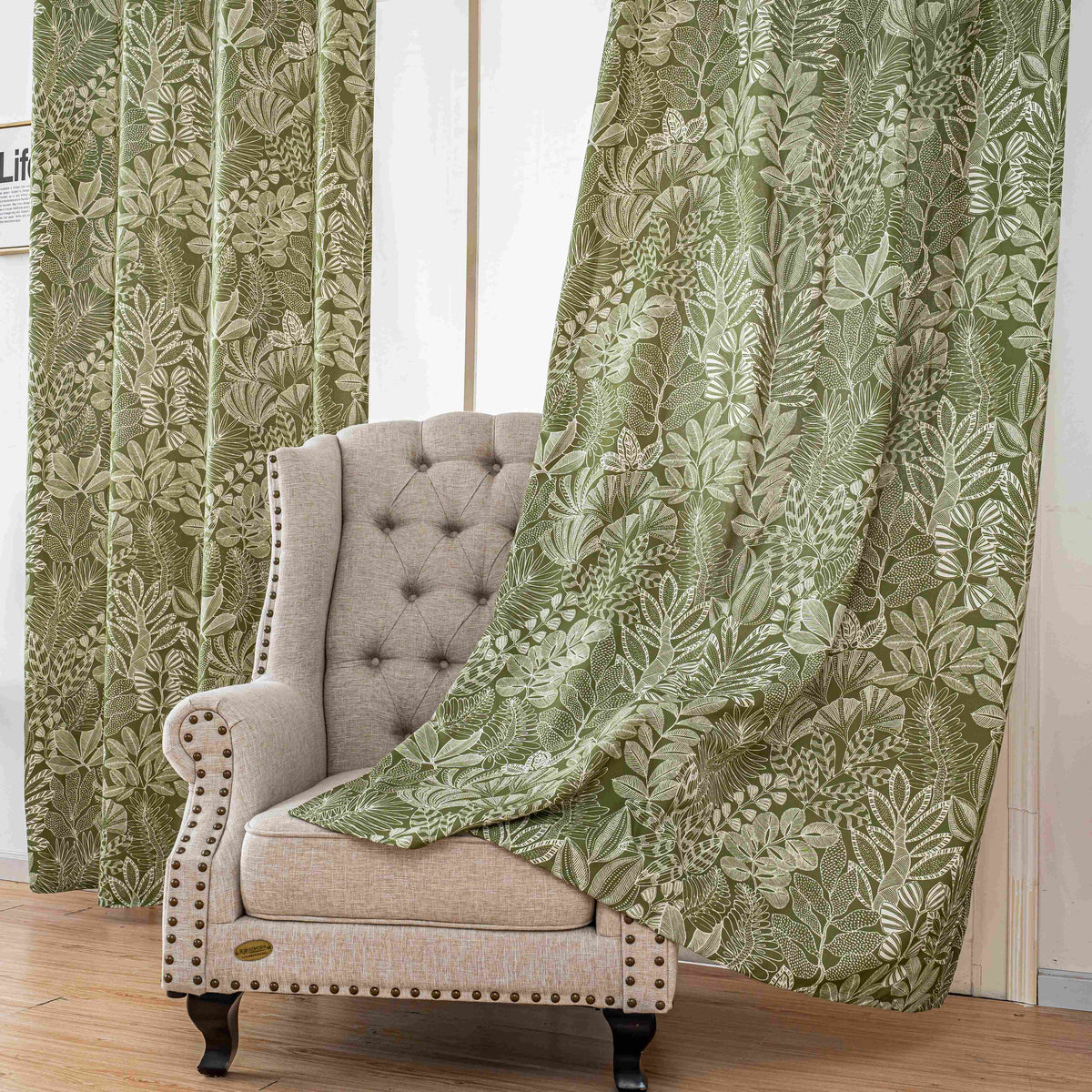 Linen Texture Curtains Darkening Rod Pocket 2 Panels