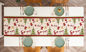 Cream Christmas Print Table Runner Holiday Table Decor Accessories