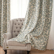Grey Watercolor Leaf Linen Texture Curtains Grommet Top 2 Panel