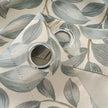 Grey Watercolor Leaf Linen Texture Curtains Grommet Top 2 Panel