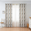 Dark Green Sketch Floral Leaf Linen Texture Curtains Grommet Top 2 Panel