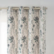 Dark Green Sketch Floral Leaf Linen Texture Curtains Grommet Top 2 Panel