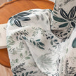 Dark Green Sketch Floral Leaf Linen Texture Curtains Grommet Top 2 Panel