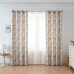 Muted Brown Vintage Twig Floral Linen Texture Curtains Grommet Top 2 Panel