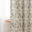 Fresh Green Olive Leaf Linen Texture Curtains Grommet Top 2 Panel