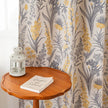 Yellow Grey Vintage Floral Linen Texture Curtains Grommet Top 2 Panel